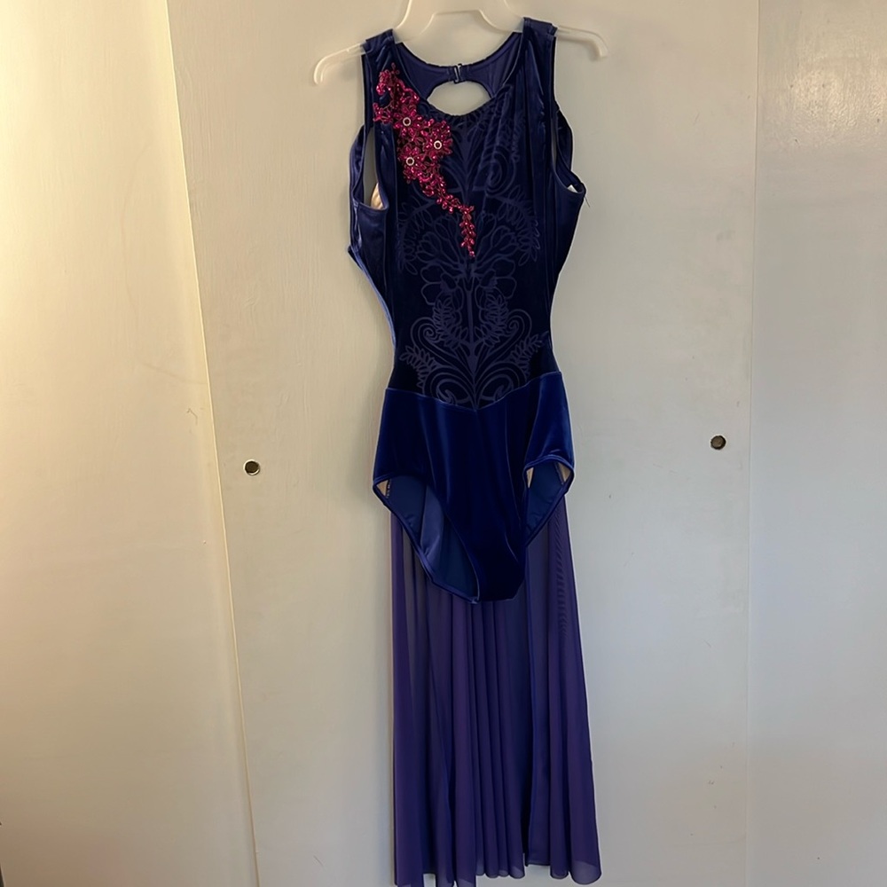 Weissman • Velvet Botanical Leotard with attached Skirt • XLA
